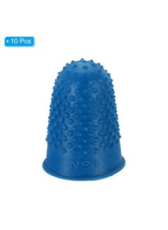 PATIKIL 0.71x1.14 Inch Rubber Finger Tips, 10 Pack Silicone Thumb Fingertip Protector Covers Guard Pads Thimble Grips for Office Counting Sewing, Blue Medium Size  - Image 3