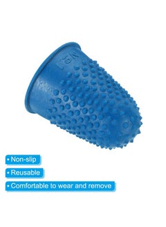 PATIKIL 0.71x1.14 Inch Rubber Finger Tips, 10 Pack Silicone Thumb Fingertip Protector Covers Guard Pads Thimble Grips for Office Counting Sewing, Blue Medium Size  - Image 4