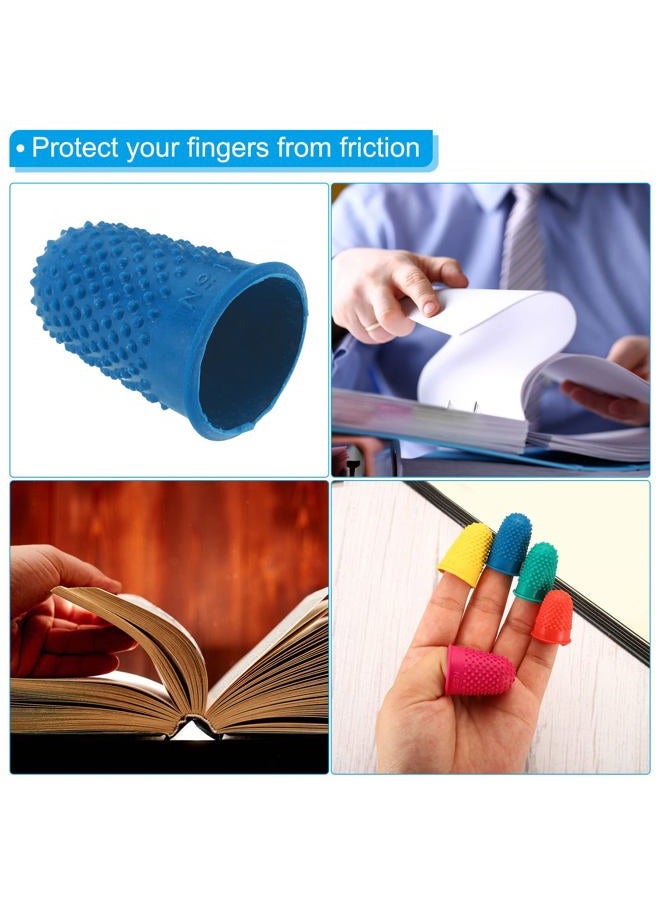 PATIKIL 0.71x1.14 Inch Rubber Finger Tips, 10 Pack Silicone Thumb Fingertip Protector Covers Guard Pads Thimble Grips for Office Counting Sewing, Blue Medium Size  - Image 5
