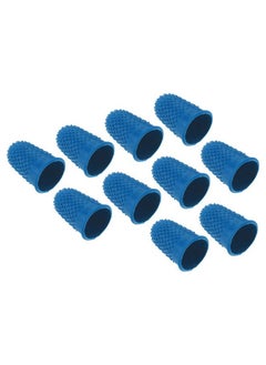 PATIKIL 0.71x1.14 Inch Rubber Finger Tips, 10 Pack Silicone Thumb Fingertip Protector Covers Guard Pads Thimble Grips for Office Counting Sewing, Blue Medium Size  - Image 1