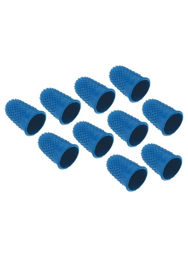 PATIKIL 0.71x1.14 Inch Rubber Finger Tips, 10 Pack Silicone Thumb Fingertip Protector Covers Guard Pads Thimble Grips for Office Counting Sewing, Blue Medium Size  - Image 1