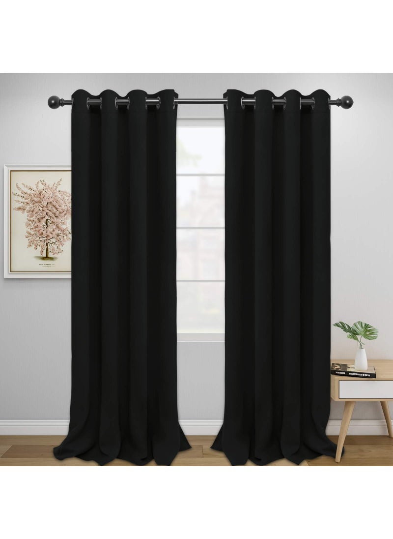 Easy-Going EasyGoing Blackout Curtains for Bedroom Solid Thermal Insulated Grommet and Noise Reduction Window Drapes Room Darkening Curtains for Living Room 2 Panels 52x108 inBlack 