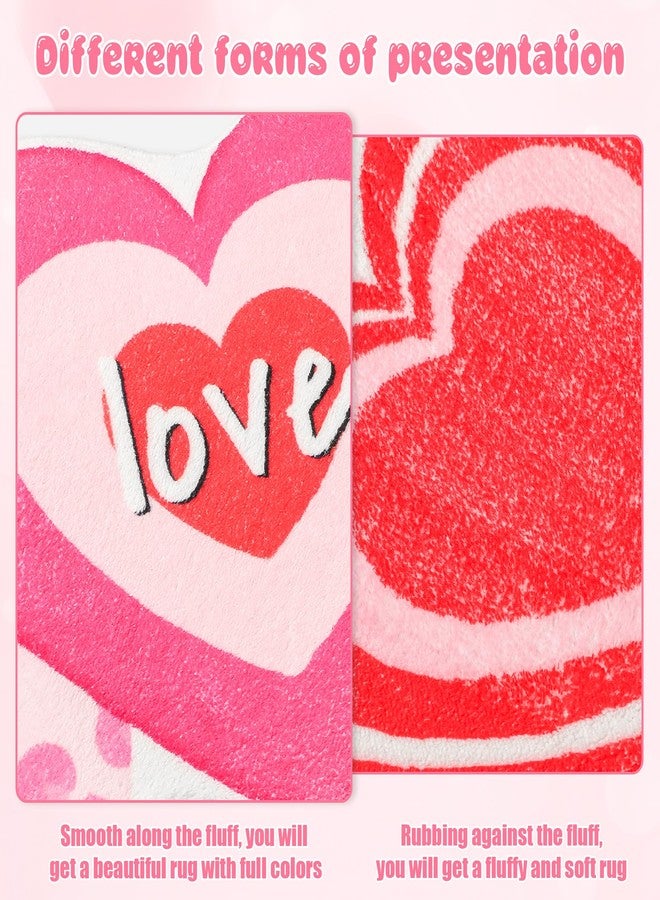 Vynium Valentine's Day Bathroom Rug Love Heart Shape Door Mat Cute Valentines Shower Mat Valentine Day Decoration Non Slip Washable Bath Rug for Home Entrance Bathroom Shower Floor 15 x 30 Inch(Fuchsia) - Image 5