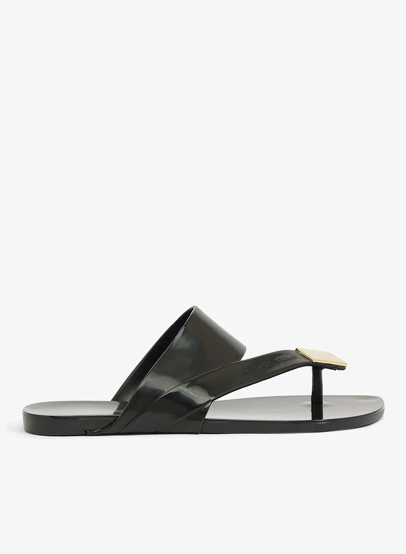 Zen Metal Women'S Anti Slip Sole With Crossed Front Design - Black