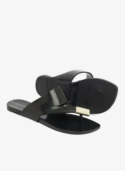 Voices Zen Metal Women'S Anti Slip Sole With Crossed Front Design - Black