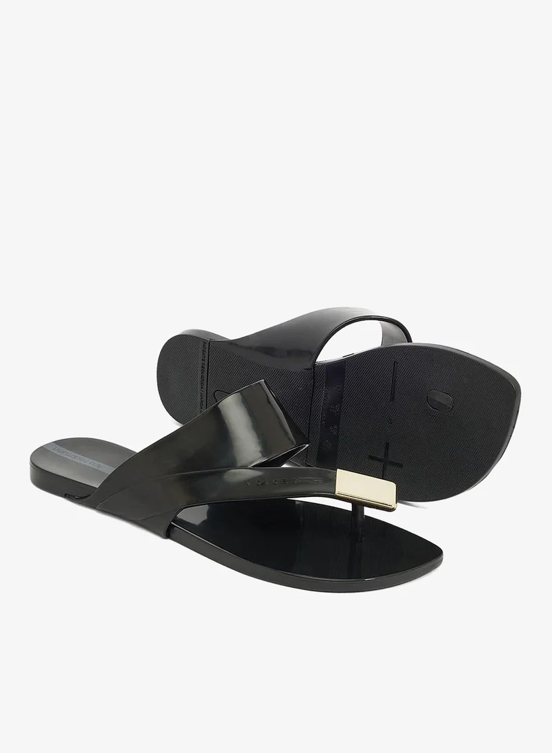 Voices Zen Metal Women'S Anti Slip Sole With Crossed Front Design - Black