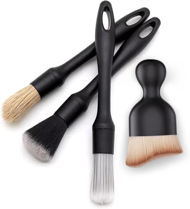 SWAMINE Car Detailing Brush Set - 4-Piece Kit for Interior & Exterior Cleaning - Premium Car Wash Brush for Professional Results car Duster Interior - Image 1