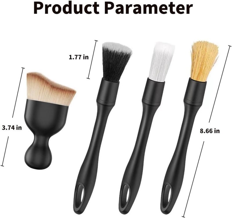 SWAMINE Car Detailing Brush Set - 4-Piece Kit for Interior & Exterior Cleaning - Premium Car Wash Brush for Professional Results car Duster Interior - Image 2