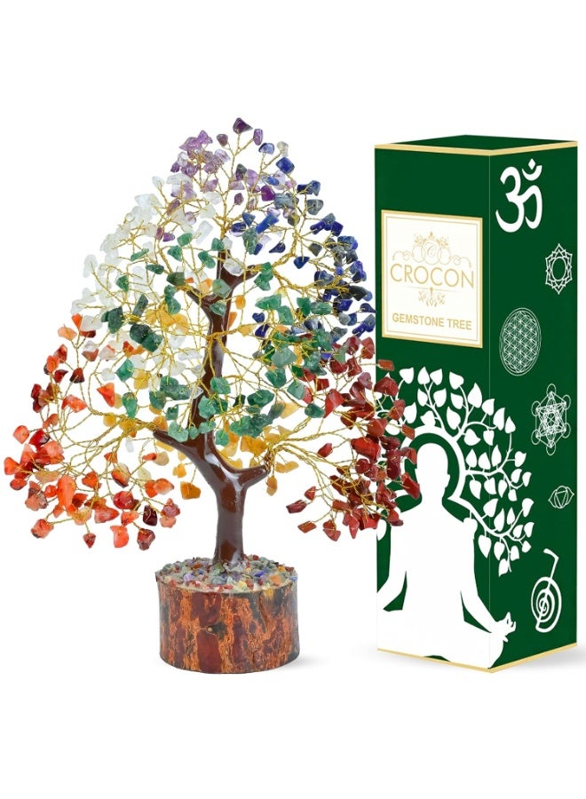 كروكون شجرة الحياة ذات الشاكرات السبع من كروكون للطاقة الإيجابية - ديكور فنغ شوي، بونساي اصطناعي، بلورات وأحجار علاجية، شجرة المال، ديكور غرفة الشاكرات السبع، أحجار كريمة، بلورات علاجية، هدايا روحية - Image 1