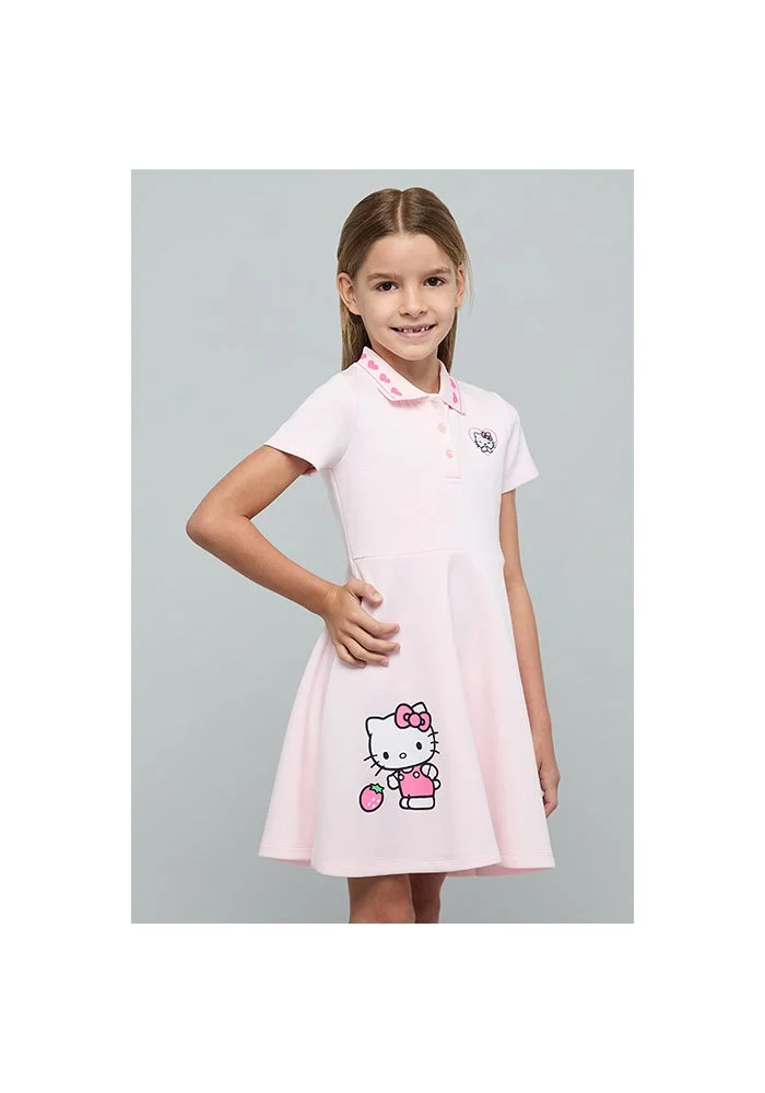 R&b Hello Kitty Print Polo A-Line Dress with Short Sleeves