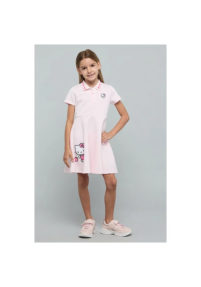 R&b Hello Kitty Print Polo A-Line Dress with Short Sleeves
