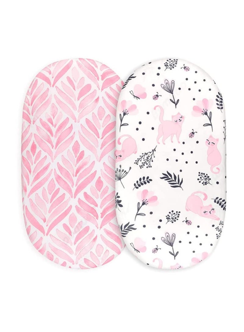 SYOSI 2 Pack Baby Crib Sheets Fitted, 16.5 x 32 In Baby Crib Mattress Covers, Soft Comfort Bassinet Sheets Fitted for Baby Boys Girls - Image 1