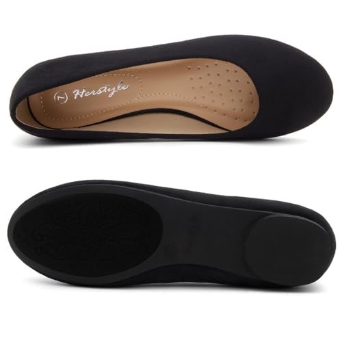 Herstyle Ever Memory Women's Ballet Flats Dressy Flat Shoes Almond Toe Ballerina Comfortable Slip-On Casual Flats for Daily Wear Work Office and Party, 3019Black, Size 9.0 - Image 4