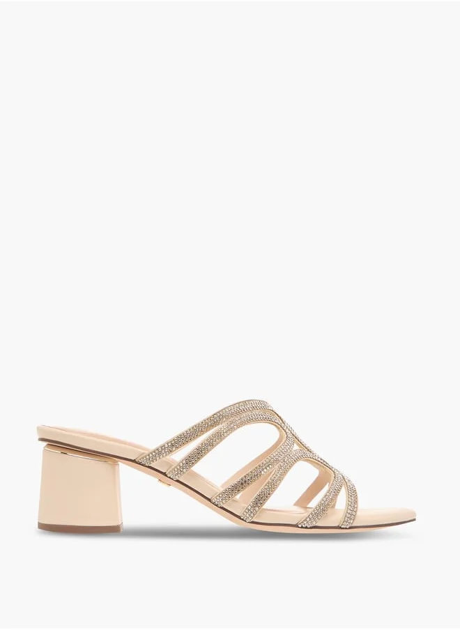 Celeste Women's Embellished Slip-On Sandals with Block Heels Ramadan Collection