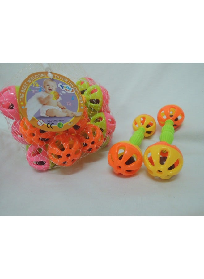 Supply Good BAtch RAttle Toy 929-01A BAby RAttle Double-heAded RAttle BAll Colorful BAll HAndle RAttle-Color:Small Style, 12 Pieces/mesh Bag, Minimum Order 1728 Pieces - Image 4
