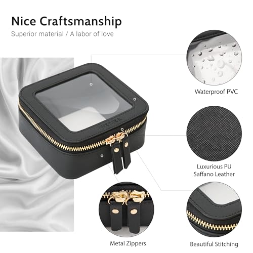 Aveniee Mini Clear Makeup Bag, Small Cosmetic Bags Travel Toiletry Pouch Organizer, TSA Approved Make up Case with Zipper, Car Bag for Essentials,Black - Image 3