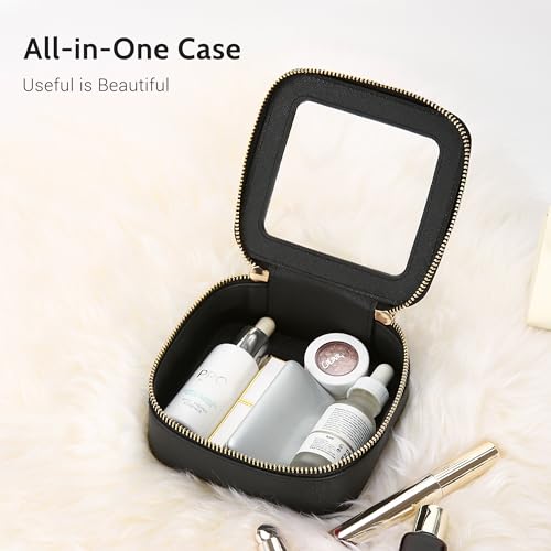 Aveniee Mini Clear Makeup Bag, Small Cosmetic Bags Travel Toiletry Pouch Organizer, TSA Approved Make up Case with Zipper, Car Bag for Essentials,Black - Image 2