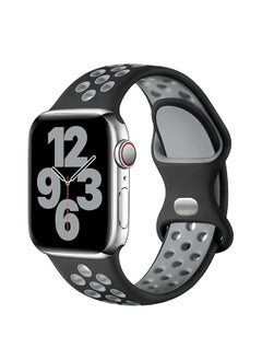 Silicone Sport Band for Apple Watch Ultra/Ultra 2 49mm 45mm 44mm 42mm, Waterproof Breathable Soft Silicone Sport Band for iWatch Ultra SE 8/7/6/5/4/3/ 2/1, from Tin Tech Black & gray