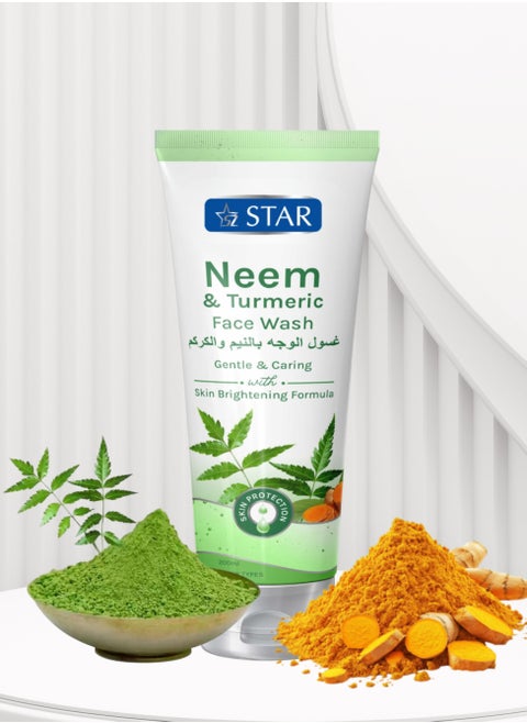 Turmeric & Neem Face Wash - Glow Boosting & Hydrating Cleanser for Acne-Prone Skin - Antibacterial, Anti-Inflammatory, and Detoxifying Facewash (200ml)