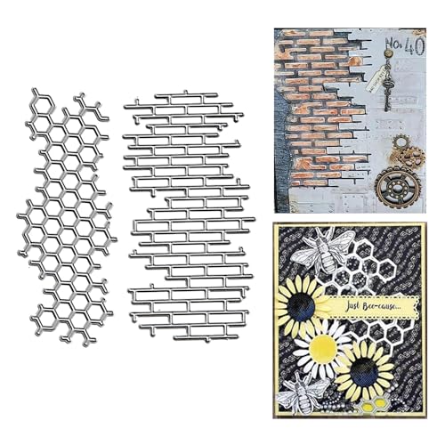 MESYGK Metal Brick Irregular Net Honeycomb Die Cuts Wall Net Cutting Dies Embossing Stencils Template Mould for Card Making Decoration and DIY Scrapbooking Album - Image 1