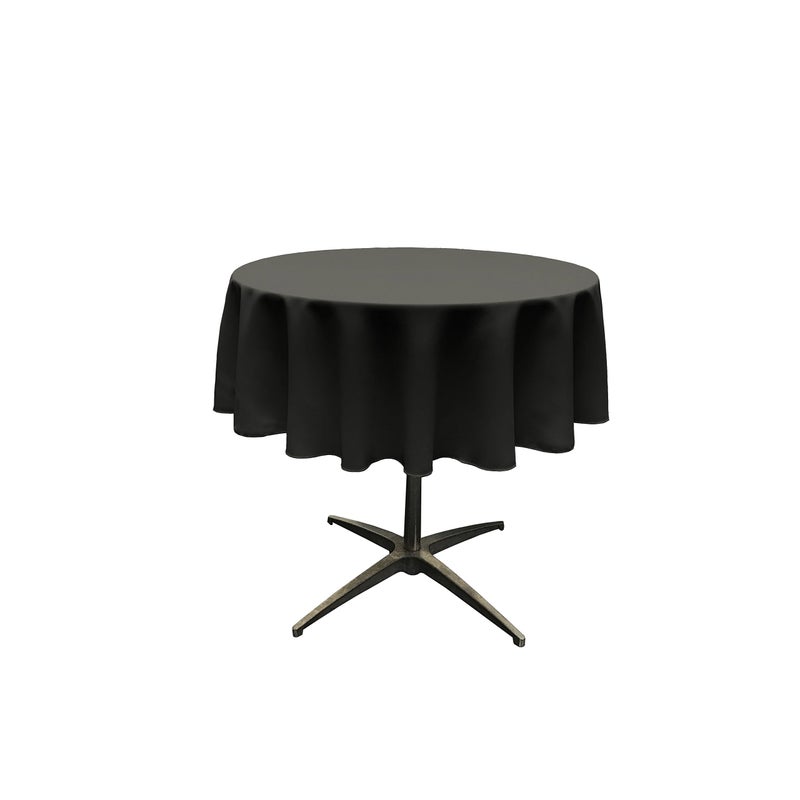 LA Linen Polyester Poplin Washable Round Tablecloth Stain and Wrinkle Resistant Table Cover 51 Fabric Table Cloth for Dinning Kitchen Party Holiday 51Inch Black TCpop51R_BlackP24