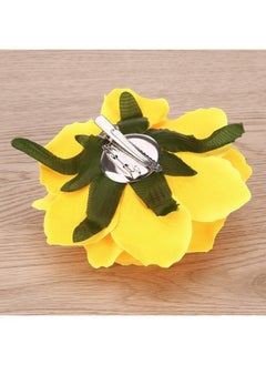 BinaryABC Inaryabc Artificial Rose Flower Hairpin Hair Clips Flower Brooch For Women Party (Yellow)  - Image 3