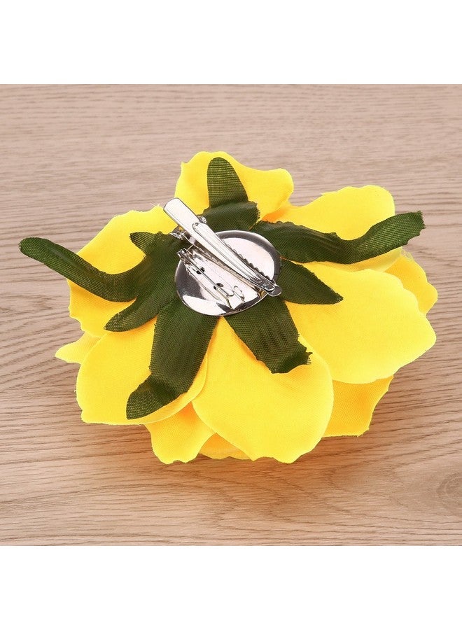 BinaryABC Inaryabc Artificial Rose Flower Hairpin Hair Clips Flower Brooch For Women Party (Yellow) - Image 3