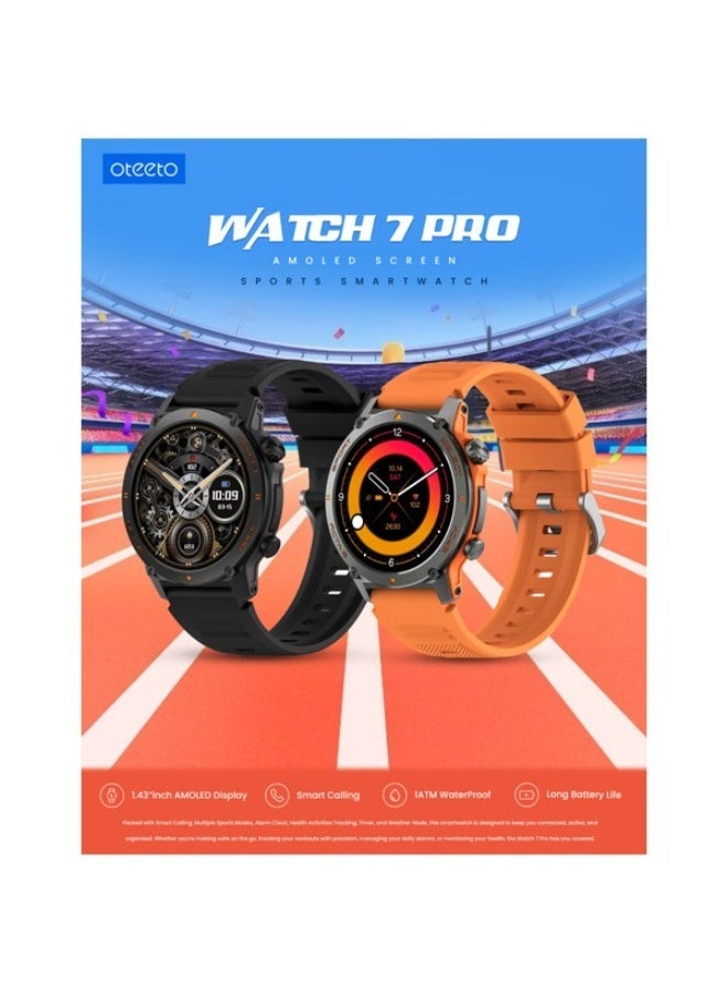 Oteeto Watch 7 Pro with an AMOLED screen, smart connection with the phone to receive notifications and make calls, featuring smart health tracking and multiple sports modes, with a large battery that lasts days and accurate sleep tracking sensors - Image 3