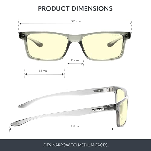 Gunnar Blue Light Reading Glasses Blocks 65 Blue Light Vertex Gray Crystal Amber Tint Pwr 15 - Image 3