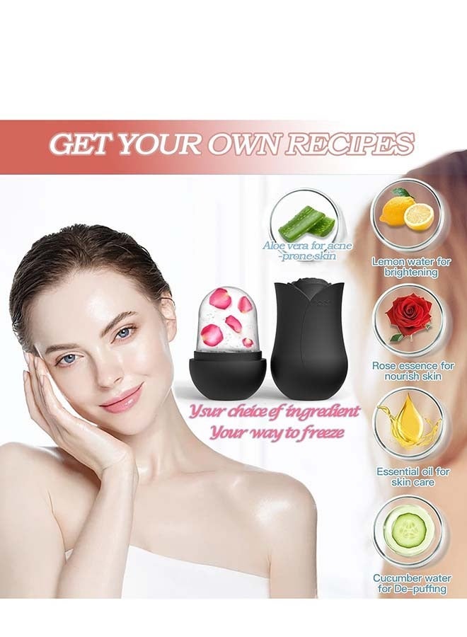 إسكدنيا فريدة من نوعها على شكل وردة الوجه الشباك ، جمال الوجه تدليك الوجه المكعب مضيئة ( أسود ) - Image 4