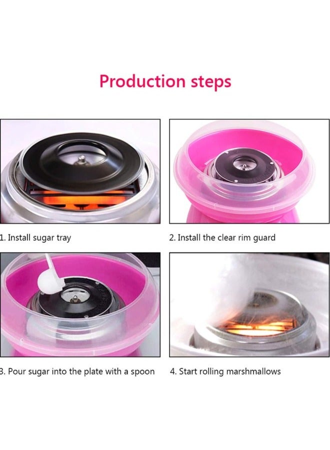 آلة غزل البنات المحمولة باللون الوردي – 500 واط لصنع الحلويات، مصنوعة من الفولاذ المقاوم للصدأ وPP، للاستمتاع بتحضير الحلويات في المنزل - Image 4