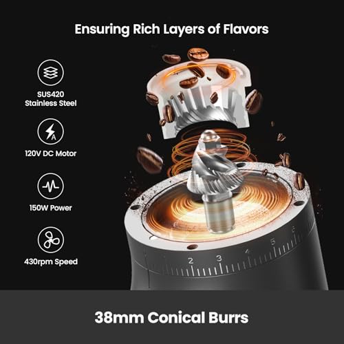 Gemilai Electric Conical Burr Coffee Grinder, Coffee Bean Grinder with Smart 60S Timer, 60 Precise Adjustable Grind Settings for Espresso, 2-12 Cup, Easy to Clean, Durable & Quiet, G9010B Grey - Image 4