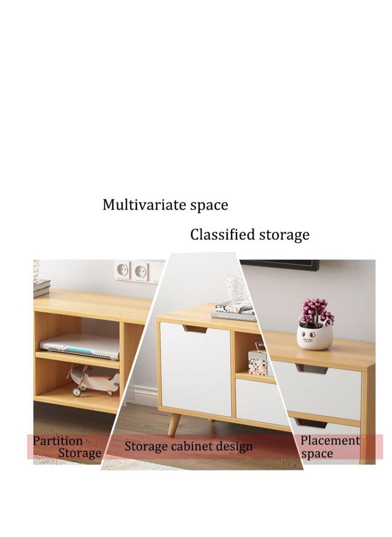 Cabinet, modern TV cabinet, TV table storage rack, simple TV cabinet rack, modern TV cabinet with drawers, living room background storage cabinet (140*30*38cm, warm white)