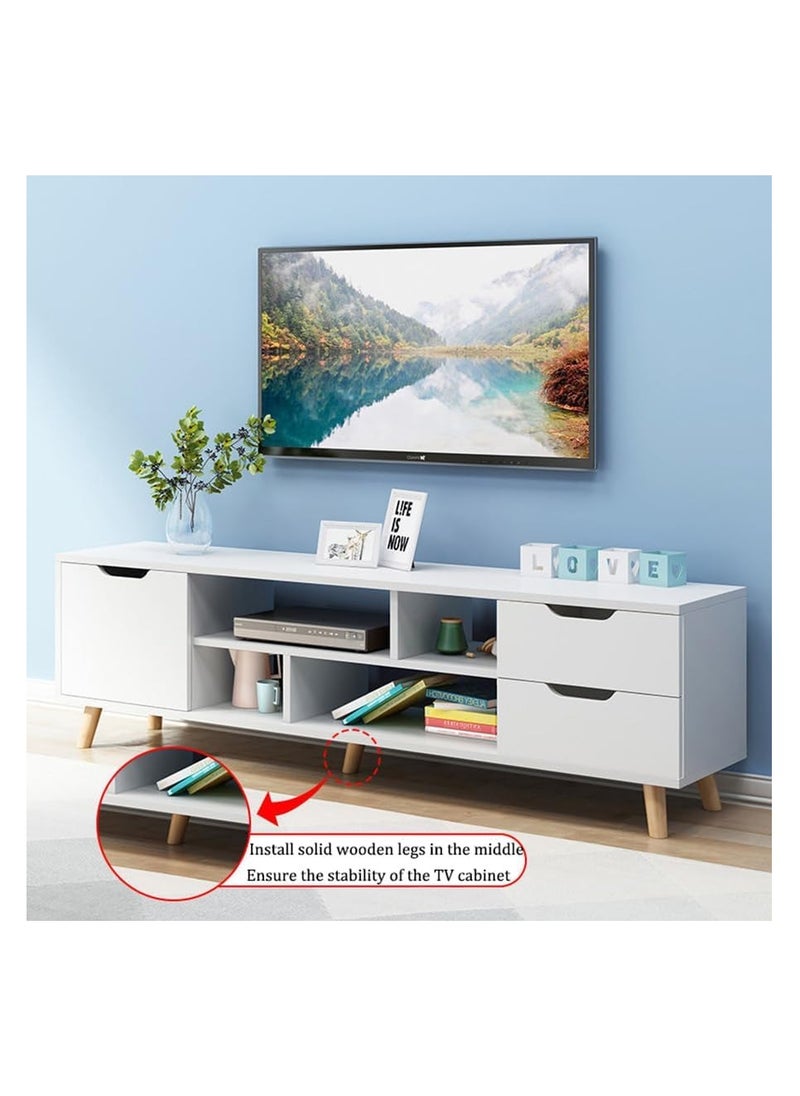 Cabinet, modern TV cabinet, TV table storage rack, simple TV cabinet rack, modern TV cabinet with drawers, living room background storage cabinet (140*30*38cm, warm white)