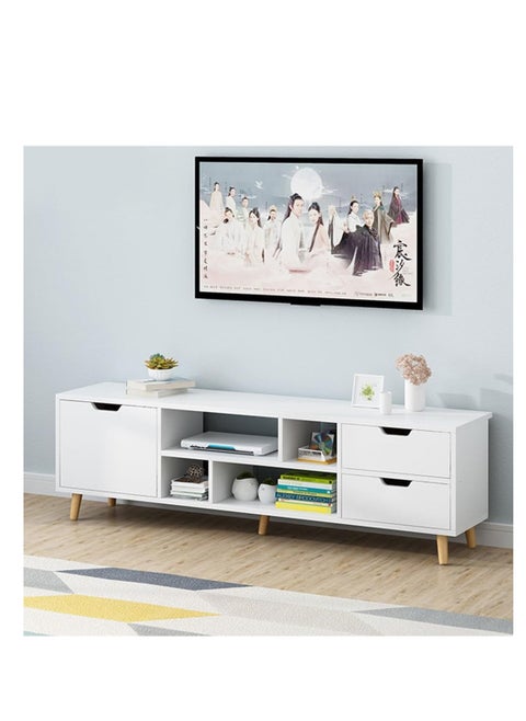 Cabinet, modern TV cabinet, TV table storage rack, simple TV cabinet rack, modern TV cabinet with drawers, living room background storage cabinet (140*30*38cm, warm white)