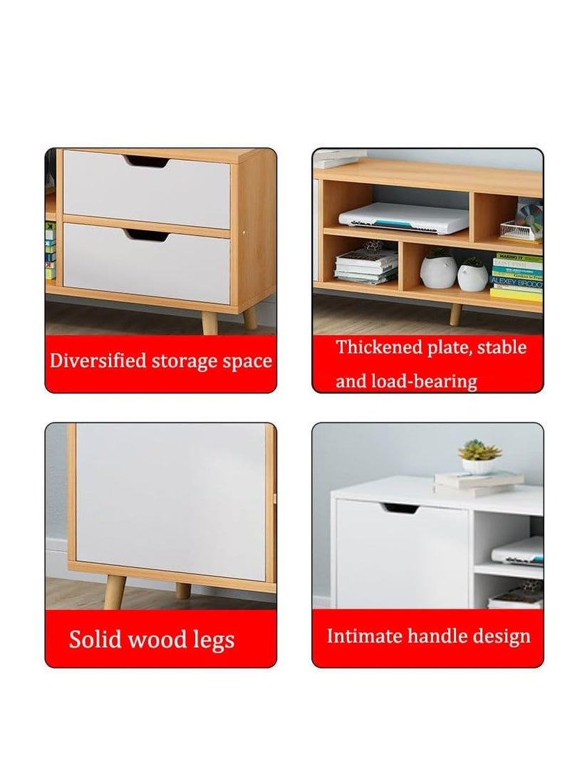 Cabinet, modern TV cabinet, TV table storage rack, simple TV cabinet rack, modern TV cabinet with drawers, living room background storage cabinet (140*30*38cm, warm white)
