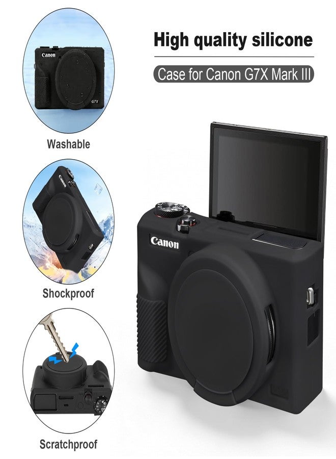 BOVKE Hard Case + Silicone Cover for Canon Powershot G7 X Mark III, Black - Image 4