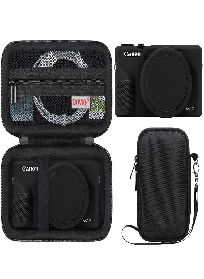 BOVKE Hard Case + Silicone Cover for Canon Powershot G7 X Mark III, Black - Image 1
