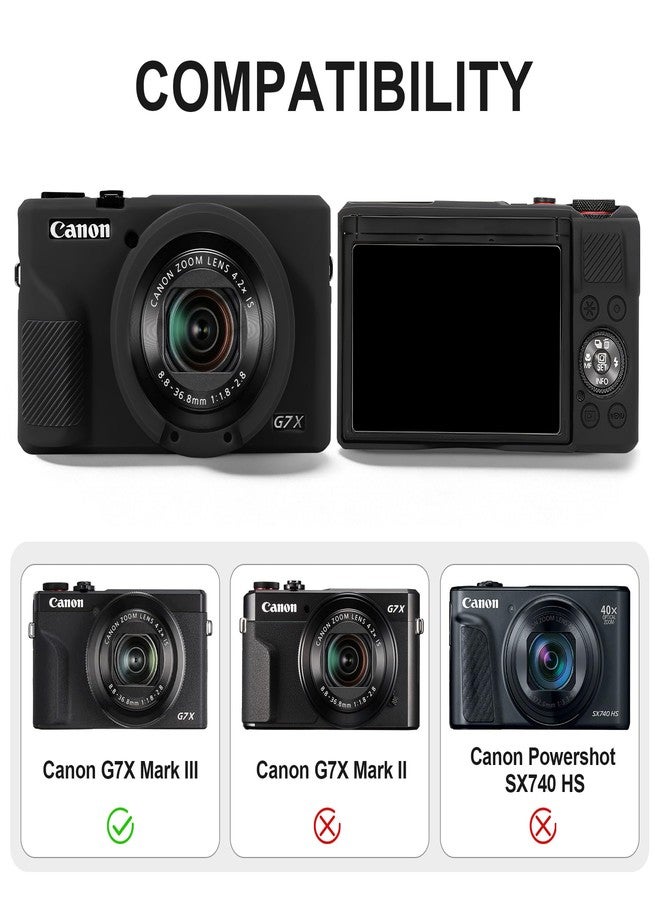 BOVKE Hard Case + Silicone Cover for Canon Powershot G7 X Mark III, Black - Image 3