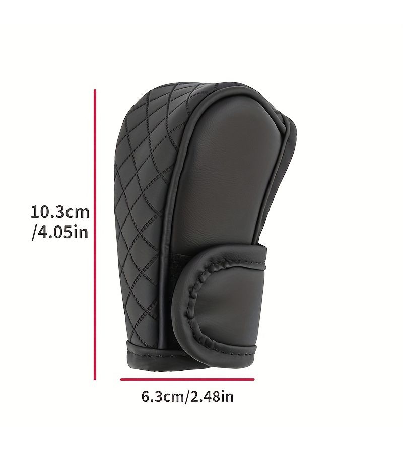 Universal PU Leather Anti Slip Car Gear Shift Cover Protector Black Red - Image 3