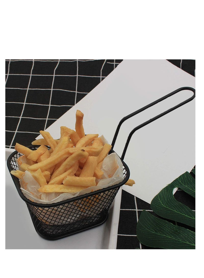 سلة بطاطس مقلية فرنسية من الستانلس ستيل، أدوات مطبخ للقلي لتقديم الطعام والمقبلات لحلقات الجمبري والبصل، لون أسود - Image 3