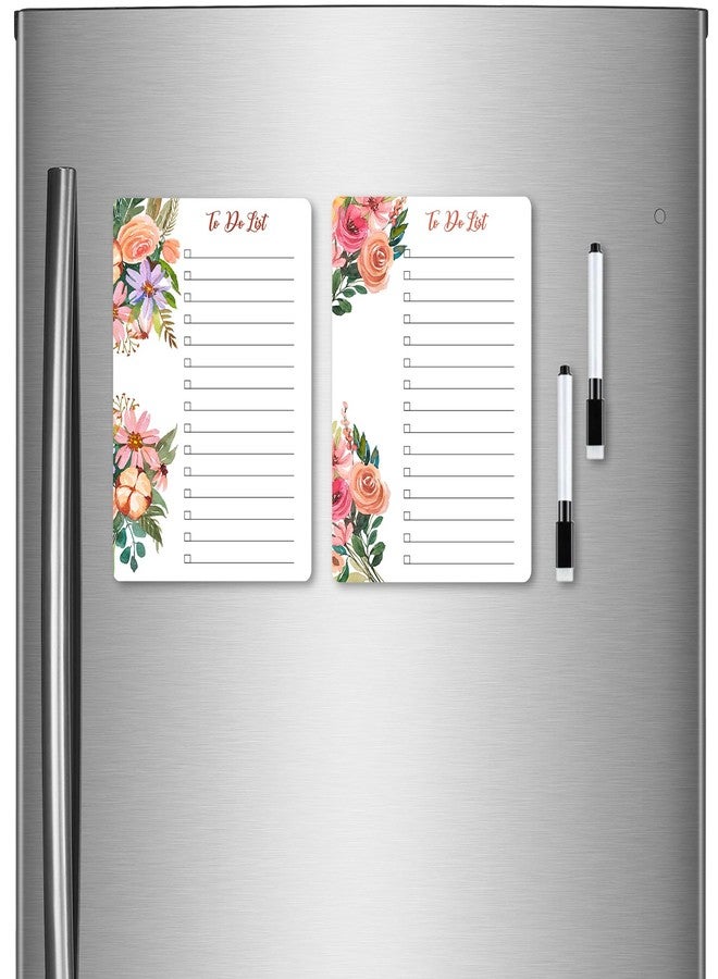 Windup Magnetic to Do List Combo Floral (15 cmX21cm) A5 – Reusable Dry-Erase - Free Magnetic Marker Pen -Set E - Image 1