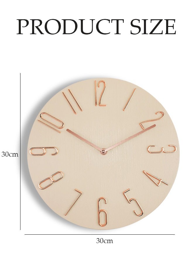 DUNISO ساعة حائط، ساعة كوارتز صامتة بدون دقات، ساعة حائط دائرية زخرفية، سهلة القراءة، مناسبة لغرف النوم، غرف المعيشة، المطابخ، المكاتب، المدارس (قطر 30 سم) - Image 5