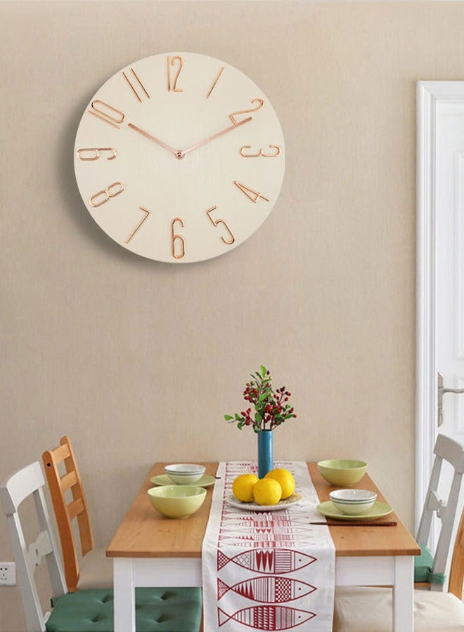 DUNISO ساعة حائط، ساعة كوارتز صامتة بدون دقات، ساعة حائط دائرية زخرفية، سهلة القراءة، مناسبة لغرف النوم، غرف المعيشة، المطابخ، المكاتب، المدارس (قطر 30 سم) - Image 1