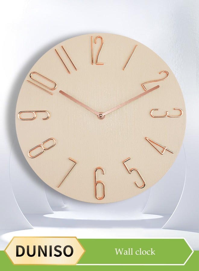 DUNISO ساعة حائط، ساعة كوارتز صامتة بدون دقات، ساعة حائط دائرية زخرفية، سهلة القراءة، مناسبة لغرف النوم، غرف المعيشة، المطابخ، المكاتب، المدارس (قطر 30 سم) - Image 2