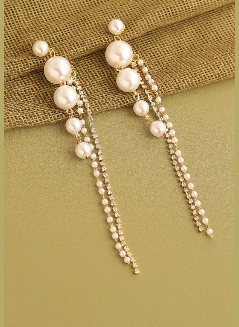 SOHI Gold Plated Party Pearls Drop Earring For Women