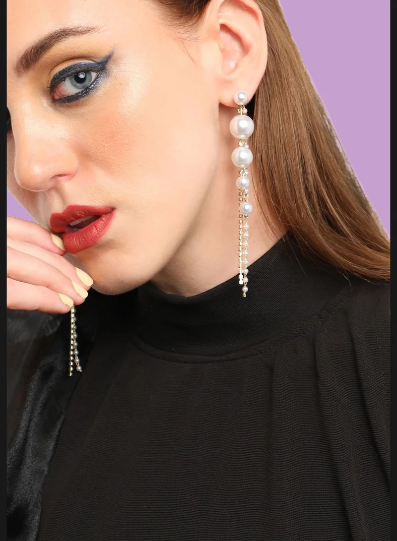 SOHI Gold Plated Party Pearls Drop Earring For Women