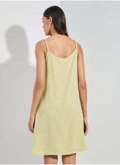 Styli Cotton Gauze Lace Ladder Insert Slip Dress  - Image 4