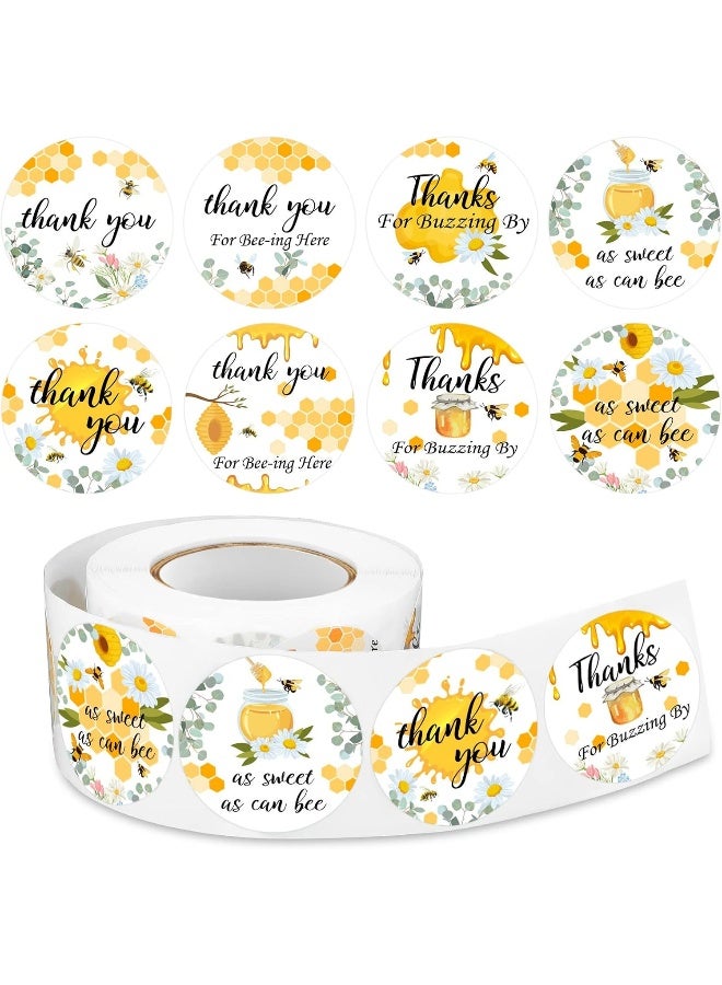 Eersida 500 Pieces Bee Stickers Thank You Baby Shower Bee Stickers Bumble Bee Honey Stickers for Jars Bottle Gift Box Birthday Baby Shower Party Favor Label Stickers 1.5 Inches - Image 1