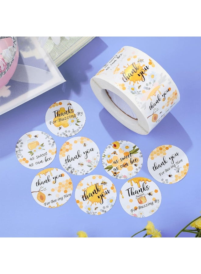 Eersida 500 Pieces Bee Stickers Thank You Baby Shower Bee Stickers Bumble Bee Honey Stickers for Jars Bottle Gift Box Birthday Baby Shower Party Favor Label Stickers 1.5 Inches - Image 4